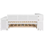 Whisen Divano Letto Matrimoniale & Letto a Piattaforma con Ripiani Portaoggetti, Cassetti, Letto Estraibile, Scrivania e Mobiletto