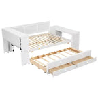 Whisen Divano Letto Matrimoniale & Letto a Piattaforma con Ripiani Portaoggetti, Cassetti, Letto Estraibile, Scrivania e Mobiletto