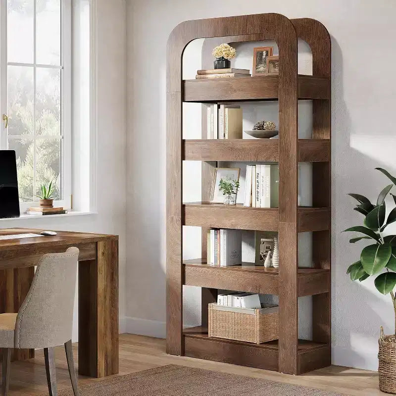 Lantine Libreria Alta 70,9 Pollici, Scaffale a 5 Ripiani con Ripiani Aperti, Unità di Archiviazione in Stile Industriale per Ufficio Domestico