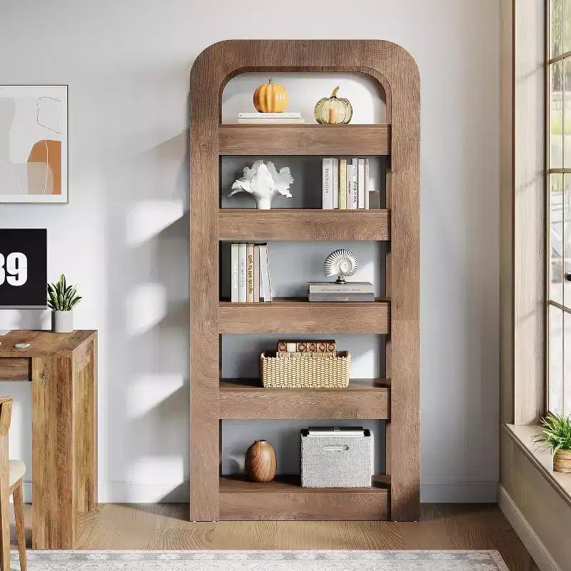 Lantine Libreria Alta 70,9 Pollici, Scaffale a 5 Ripiani con Ripiani Aperti, Unità di Archiviazione in Stile Industriale per Ufficio Domestico