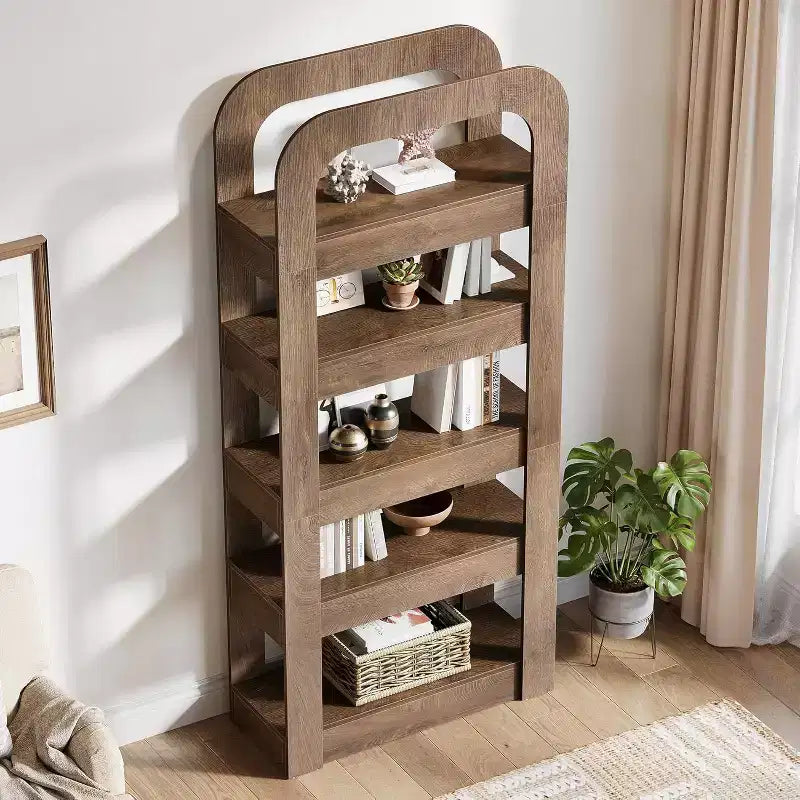 Lantine Libreria Alta 70,9 Pollici, Scaffale a 5 Ripiani con Ripiani Aperti, Unità di Archiviazione in Stile Industriale per Ufficio Domestico