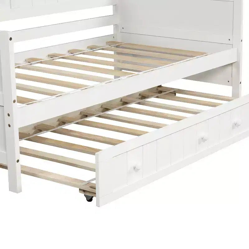Luxystar Letto a Giorno in Legno con Letto Estraibile Facile da Aprire per Camera da Letto e Soggiorno