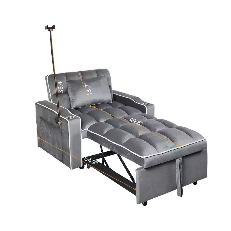 MAYEERTY Divano Letto Convertibile 2 in 1 con Letto Estraibile, Divano Doppio Moderno, Letto Regolabile per Soggiorno, Grigio Scuro