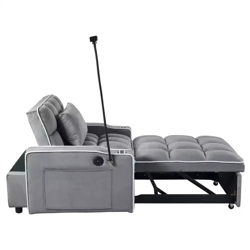 MAYEERTY Divano Letto Convertibile 2 in 1 con Letto Estraibile, Divano Doppio Moderno, Letto Regolabile per Soggiorno, Grigio Scuro