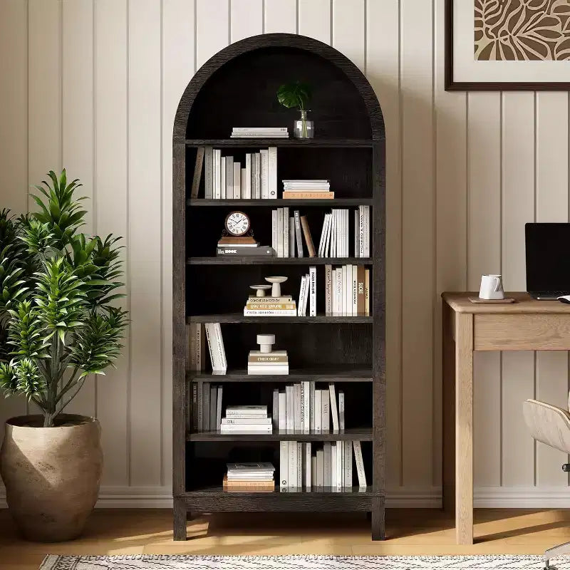Scarpiera ad arco alta 180 cm per ingresso, scarpiera a 7 ripiani in legno con ripiani regolabili