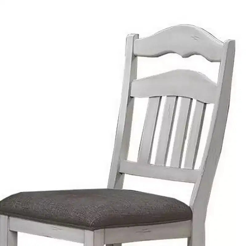 Sedie da pranzo Royal Hampton, set da 2, schienale a pioli, legno bianco classico, tessuto grigio