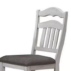 Sedie da pranzo Royal Hampton, set da 2, schienale a pioli, legno bianco classico, tessuto grigio