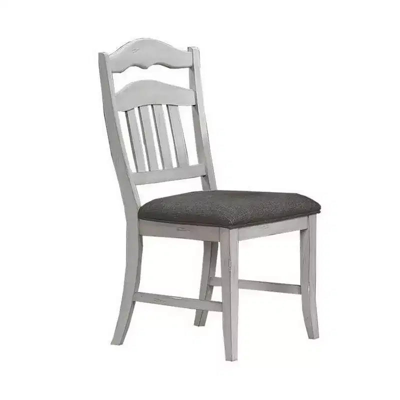 Sedie da pranzo Royal Hampton, set da 2, schienale a pioli, legno bianco classico, tessuto grigio