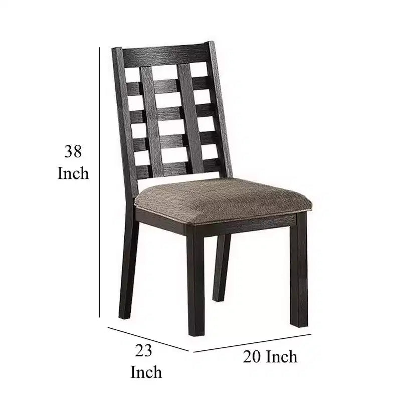 Sedie da pranzo Royal Hampton, set da 2, schienale quadrato aperto, legno espresso, tessuto beige