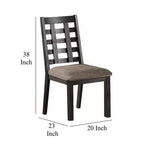 Sedie da pranzo Royal Hampton, set da 2, schienale quadrato aperto, legno espresso, tessuto beige