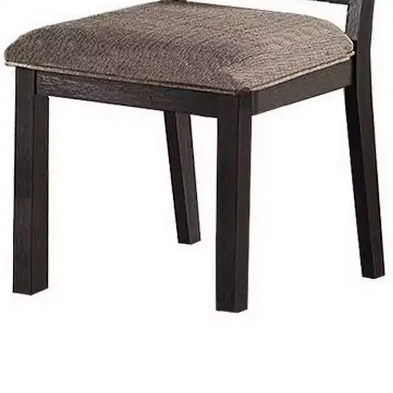 Sedie da pranzo Royal Hampton, set da 2, schienale quadrato aperto, legno espresso, tessuto beige