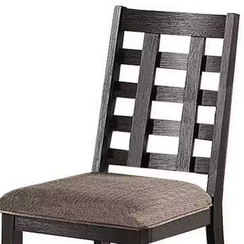 Sedie da pranzo Royal Hampton, set da 2, schienale quadrato aperto, legno espresso, tessuto beige