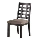 Sedie da pranzo Royal Hampton, set da 2, schienale quadrato aperto, legno espresso, tessuto beige
