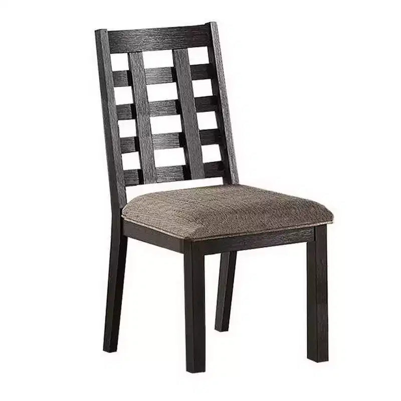Sedie da pranzo Royal Hampton, set da 2, schienale quadrato aperto, legno espresso, tessuto beige