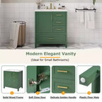 Set Combinato Mobile Lavabo Bagno, Mobile Lavabo Bagno in Legno con Cassetti e Ante, con Vassoio Estraibile, Struttura in Legno Massello Adatto per il bagno