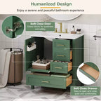 Set Combinato Mobile Lavabo Bagno, Mobile Lavabo Bagno in Legno con Cassetti e Ante, con Vassoio Estraibile, Struttura in Legno Massello Adatto per il bagno