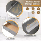 Set Combinato Mobile Lavabo Bagno, Mobile Lavabo Bagno in Legno con Cassetti e Ante, con Vassoio Estraibile, Struttura in Legno Massello Adatto per il bagno