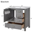 Set Combinato Mobile Lavabo Bagno, Mobile Lavabo Bagno in Legno con Cassetti e Ante, con Vassoio Estraibile, Struttura in Legno Massello Adatto per il bagno