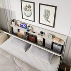 COZONY Upholstered Platform Bed with Charging Station, Headboard Shelf 4 Storage Drawers No Box Spring