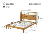 Struttura letto king/queen con testiera, in legno di gomma stile moderno di metà secolo per camera da letto, naturale - ModernLuxe