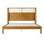 Struttura letto king/queen con testiera, in legno di gomma stile moderno di metà secolo per camera da letto, naturale - ModernLuxe