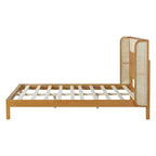 Struttura letto king/queen con testiera, in legno di gomma stile moderno di metà secolo per camera da letto, naturale - ModernLuxe