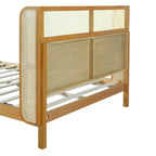 Struttura letto king/queen con testiera, in legno di gomma stile moderno di metà secolo per camera da letto, naturale - ModernLuxe