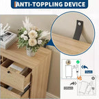 Cassettiera Moderna da Fattoria in Rattan a 7 Cassetti, Organizer per Armadio, Soggiorno, Ingresso, Corridoio, Quercia