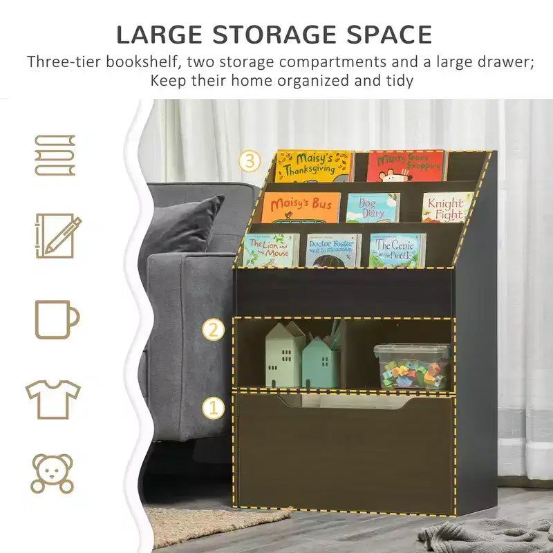 Whisen Kids Libreria Organizzatore a Ripiani Multipli con Cassetto Contenitore, Regalo per Bambini