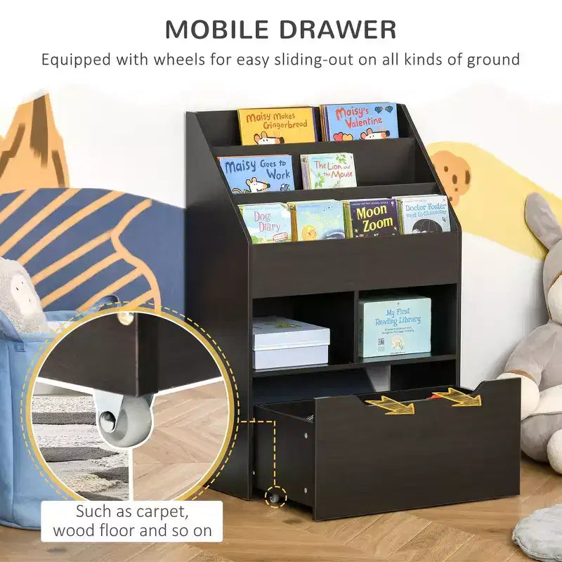 Whisen Kids Libreria Organizzatore a Ripiani Multipli con Cassetto Contenitore, Regalo per Bambini