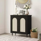 Madia credenza con contenitore, mobile credenza con 2 ante e ripiani regolabili, (2 pz.)