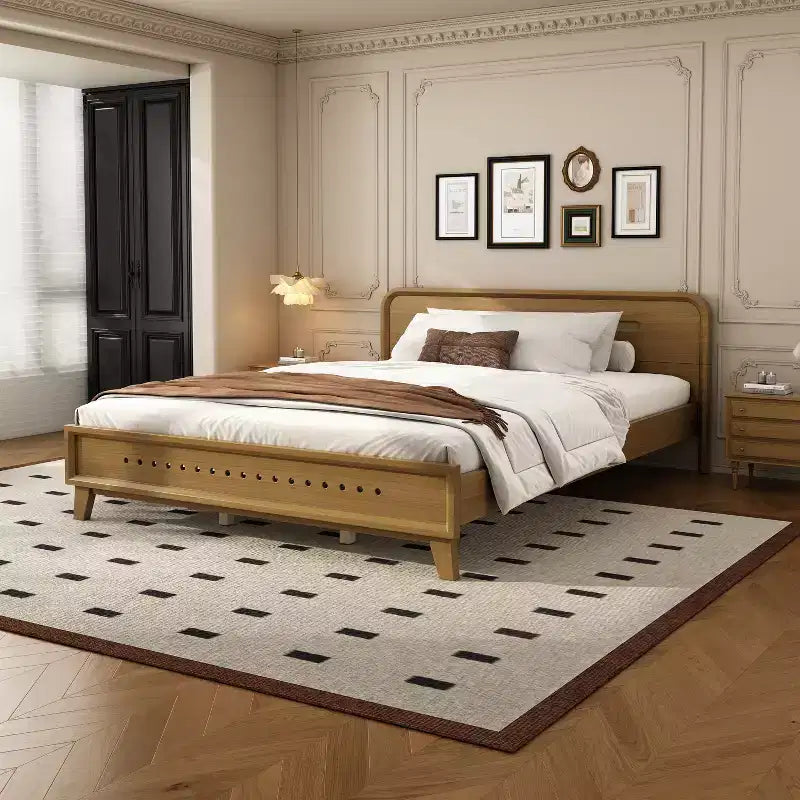 Struttura letto King/Queen Size, Struttura letto a piattaforma in legno massello di pino, Nessuna necessità di box spring, Giallo rustico - ModernLuxe