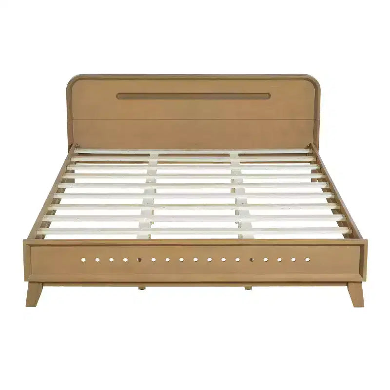 Struttura letto King/Queen Size, Struttura letto a piattaforma in legno massello di pino, Nessuna necessità di box spring, Giallo rustico - ModernLuxe