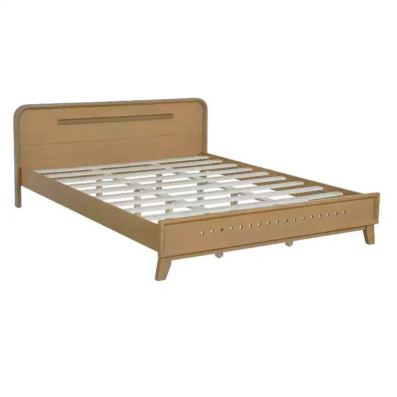 Struttura letto King/Queen Size, Struttura letto a piattaforma in legno massello di pino, Nessuna necessità di box spring, Giallo rustico - ModernLuxe