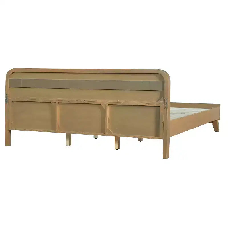 Struttura letto King/Queen Size, Struttura letto a piattaforma in legno massello di pino, Nessuna necessità di box spring, Giallo rustico - ModernLuxe