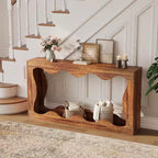 63 Console Table with Storage and Wave line design, Farmhouse Narrow Sofa Table, Behind Couch Table, for Living Room, Bedroom, Entryway