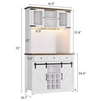 COZONY 72 Mobile credenza da caffè con luci LED, credenza moderna con ante scorrevoli a fienile e portabottiglie per cucina e sala da pranzo