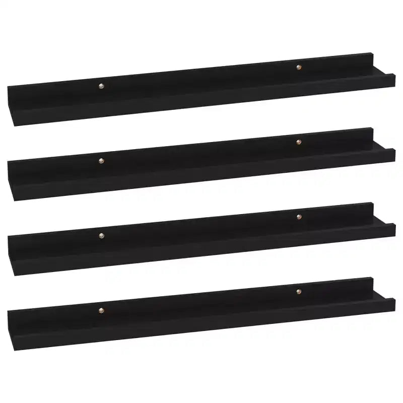 Set di 4 mensole a muro in MDF nero 60x9x3 cm Montaggio a parete