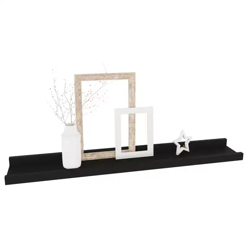 Set di 4 mensole a muro in MDF nero 60x9x3 cm Montaggio a parete