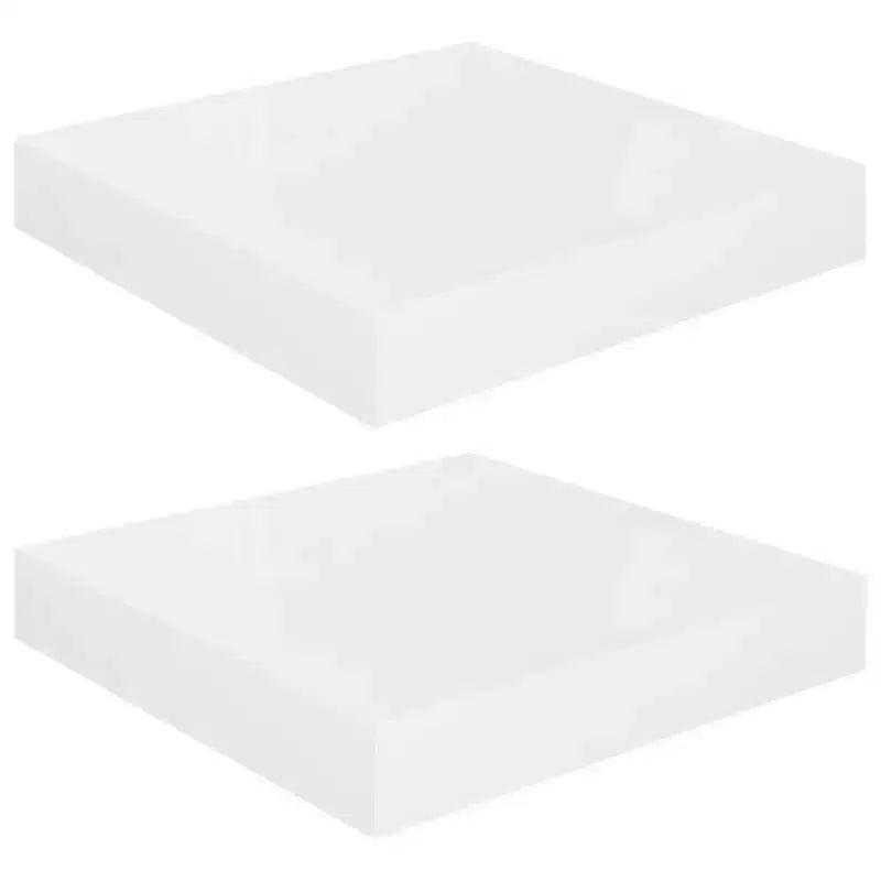 Set da 2 mensole a muro in MDF a nido d'ape laccato bianco lucido, metallo, piccole