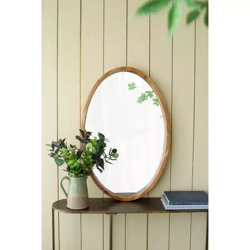 Specchio da Parete Decorativo in Varie Forme Okak Farmhouse per Ingresso, Bagno, Specchio da Trucco in Legno Massello per la Casa, per Camera da Letto