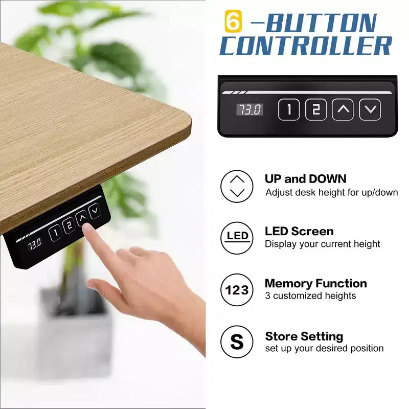 Scrivania regolabile in altezza Celebalcony da 180 cm con memoria preimpostata, piano del tavolo a giunzione, struttura nera