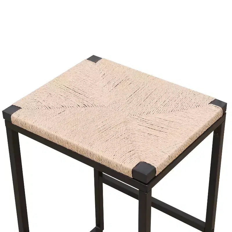 Okak 25Sgabelli da bar senza schienale in corda di carta intrecciata, set da 2, sgabelli da bancone con poggiapiedi per tavolo da pranzo e isola cucina