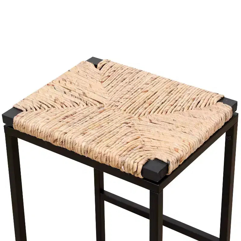 Okak 25Sgabelli da bar senza schienale in corda di carta intrecciata, set da 2, sgabelli da bancone con poggiapiedi per tavolo da pranzo e isola cucina
