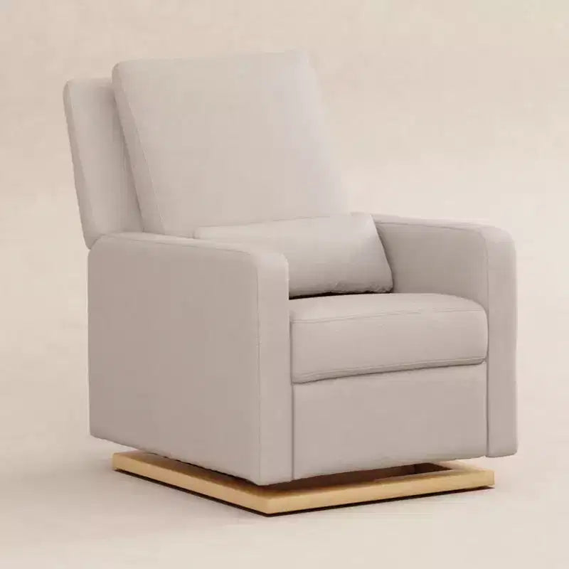 Poltrona reclinabile e a dondolo elettronica Babyletto Sigi con porta USB | Base in legno chiaro