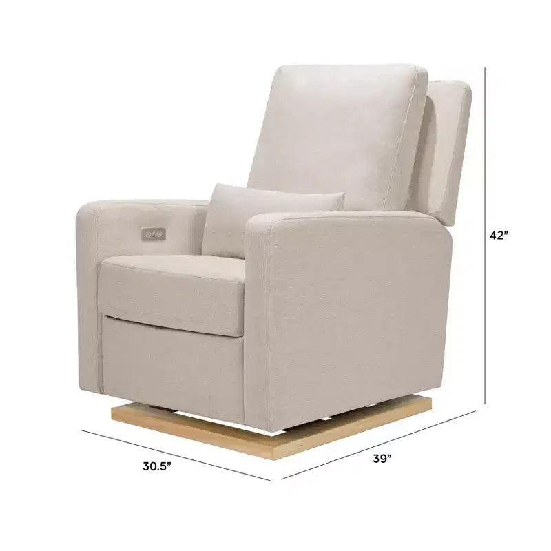 Poltrona reclinabile e a dondolo elettronica Babyletto Sigi con porta USB | Base in legno chiaro