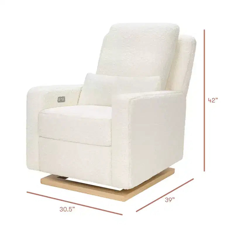 Poltrona reclinabile e a dondolo elettronica Babyletto Sigi con porta USB | Base in legno chiaro