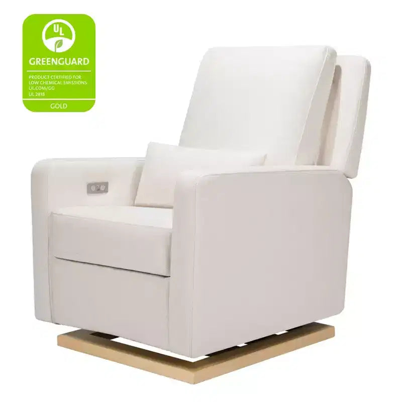 Poltrona reclinabile e a dondolo elettronica Babyletto Sigi con porta USB | Base in legno chiaro
