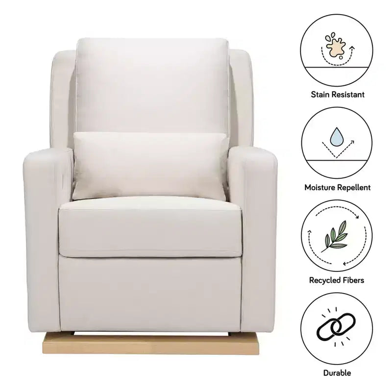 Poltrona reclinabile e a dondolo elettronica Babyletto Sigi con porta USB | Base in legno chiaro