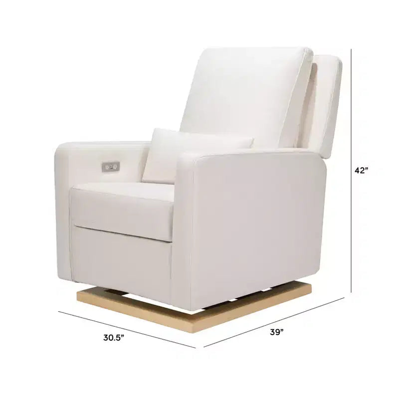Poltrona reclinabile e a dondolo elettronica Babyletto Sigi con porta USB | Base in legno chiaro